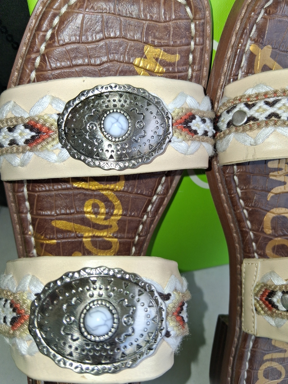 Sam Edelman Beige Braided Concho Slide Sandals - Picture 7 of 11
